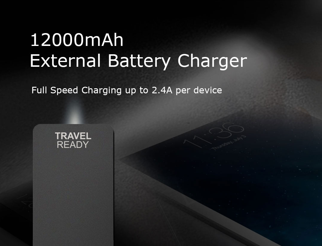 Travel Ready - 12000mAh External Battery Charger